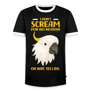 Cockatoos - Men's Ringer Shirt - black/white - Front - AI Model Female 172 light (172cm) & AI Model Male 178 light (178cm)
