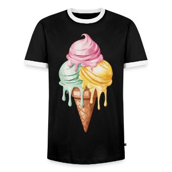Ice Cream für eine Eis Liebhaber - Männer Kontrast-T-Shirt - Schwarz/Weiß - Vorne - AI Model Female 172 light (172cm) & AI Model Male 178 light (178cm)