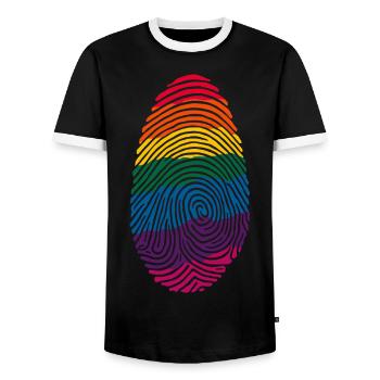 Conception d’art d’empreintes digitales arc-en-ciel coloré - T-shirt contrasté Homme - noir/blanc - Devant - AI Model Female 172 light (172cm) & AI Model Male 178 light (178cm)