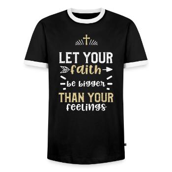Laissez votre foi être plus grande que vous... - T-shirt contrasté Homme - noir/blanc - Devant - AI Model Female 172 light (172cm) & AI Model Male 178 light (178cm)