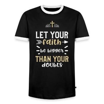 Laissez votre foi être plus grande que vous... - T-shirt contrasté Homme - noir/blanc - Devant - AI Model Female 172 light (172cm) & AI Model Male 178 light (178cm)
