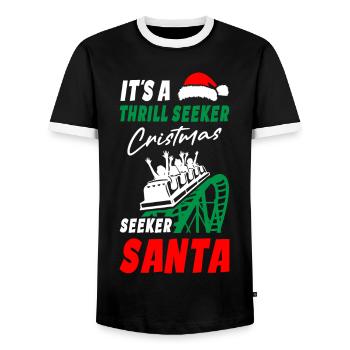Roller Coaster Christmas - Men's Ringer Shirt - black/white - Front - AI Model Female 172 light (172cm) & AI Model Male 178 light (178cm)