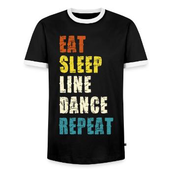 Line Dance Lebensstil Slogan - Männer Kontrast-T-Shirt - Schwarz/Weiß - Vorne - AI Model Female 172 light (172cm) & AI Model Male 178 light (178cm)