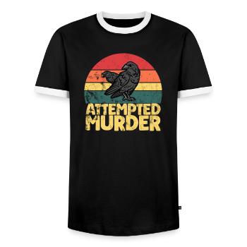 Attempted Murder Of Crows Funny Bird Lover - Männer Kontrast-T-Shirt - Schwarz/Weiß - Vorne - AI Model Female 172 light (172cm) & AI Model Male 178 light (178cm)
