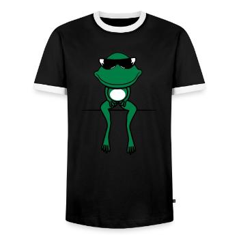 Sit de lunettes de soleil cool drôle de grenouille - T-shirt contrasté Homme - noir/blanc - Devant - AI Model Female 172 light (172cm) & AI Model Male 178 light (178cm)