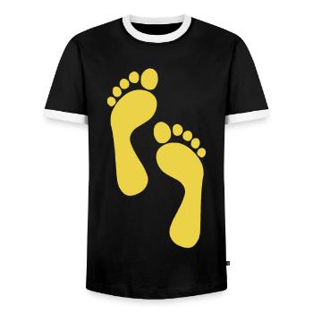 Fußspur - Männer Kontrast-T-Shirt - Schwarz/Weiß - Vorne - AI Model Female 172 light (172cm) & AI Model Male 178 light (178cm)