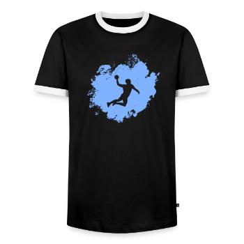 Handballer - Männer Kontrast-T-Shirt - Schwarz/Weiß - Vorne - AI Model Female 172 light (172cm) & AI Model Male 178 light (178cm)