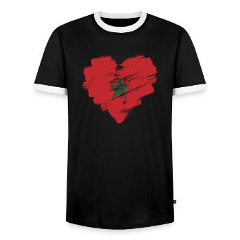 Maroc - T-shirt contrasté Homme - noir/blanc - Devant - AI Model Female 172 light (172cm) & AI Model Male 178 light (178cm)