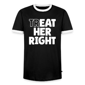 Mens Treat Your Girl Right Father's Day - Männer Kontrast-T-Shirt - Schwarz/Weiß - Vorne - AI Model Female 172 light (172cm) & AI Model Male 178 light (178cm)