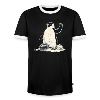 Resist Penguin Grunge Protest - Männer Kontrast-T-Shirt - Schwarz/Weiß - Vorne - AI Model Female 172 light (172cm) & AI Model Male 178 light (178cm)