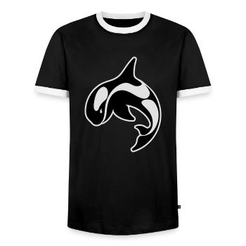 Orca - Men's Ringer Shirt - black/white - Front - AI Model Female 172 light (172cm) & AI Model Male 178 light (178cm)