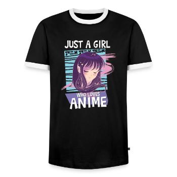 Juste une fille qui aime l'anime Kawaii Manga Teen Girl - T-shirt contrasté Homme - noir/blanc - Devant - AI Model Female 172 light (172cm) & AI Model Male 178 light (178cm)