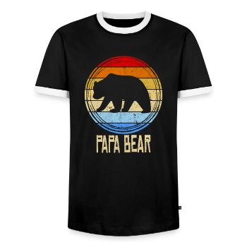 Proud Happy Dad Bear Dad Funny - Men's Ringer Shirt - black/white - Front - AI Model Female 172 light (172cm) & AI Model Male 178 light (178cm)