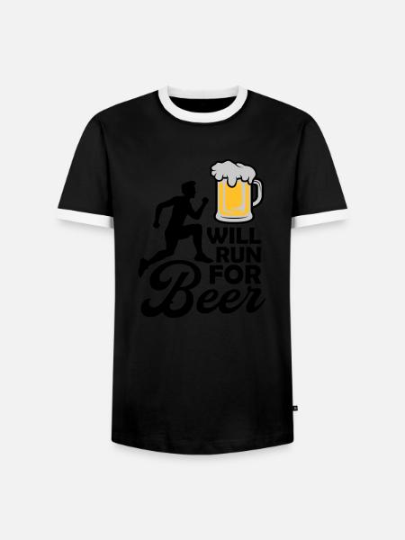 Will run Beer - Men's Ringer Shirt - black/white