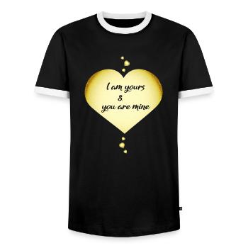 Couples amoureux Coeur d’amour - T-shirt contrasté Homme - noir/blanc - Devant - AI Model Female 172 light (172cm) & AI Model Male 178 light (178cm)