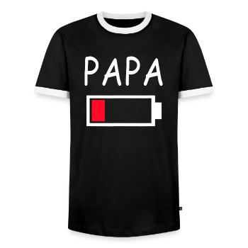 Papa Battery Empty Daddy Battery Dad Battery - Men's Ringer Shirt - black/white - Front - AI Model Female 172 light (172cm) & AI Model Male 178 light (178cm)