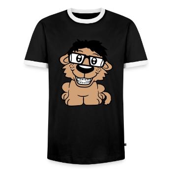 Dog Nerd Hornglasses Geek Braces Smart Funny - Men's Ringer Shirt - black/white - Front - AI Model Female 172 light (172cm) & AI Model Male 178 light (178cm)