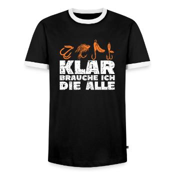 Angler Anglerin lustiger Spruch - Männer Kontrast-T-Shirt - Schwarz/Weiß - Vorne - AI Model Female 172 light (172cm) & AI Model Male 178 light (178cm)