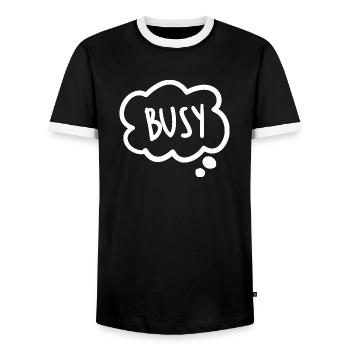 Autocollants Busy - T-shirt contrasté Homme - noir/blanc - Devant - AI Model Female 172 light (172cm) & AI Model Male 178 light (178cm)