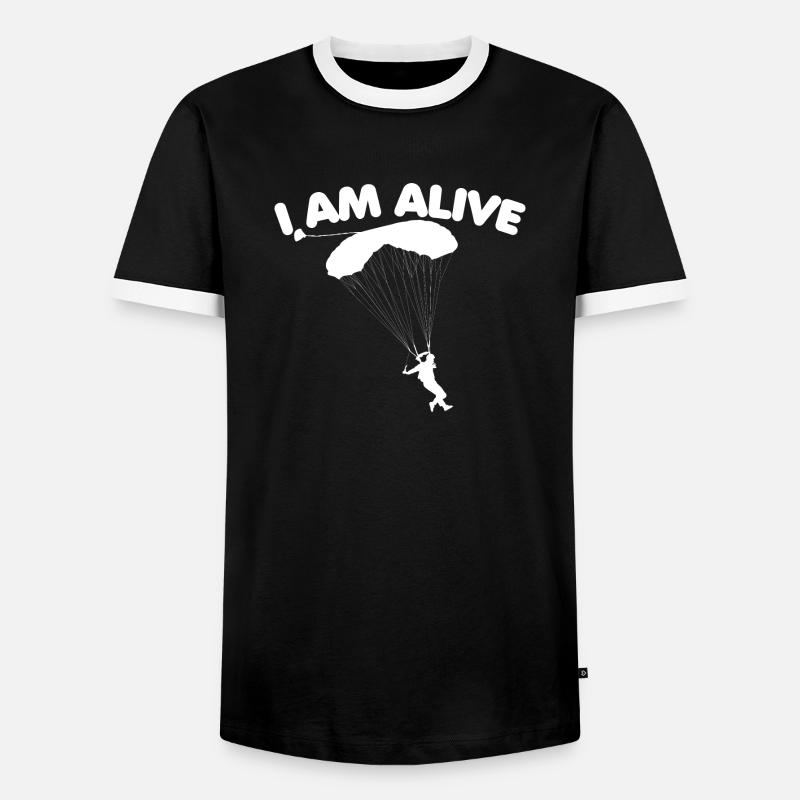 Skydiving Parachuting Skydive Skydiver - Men's Ringer Shirt - black/white