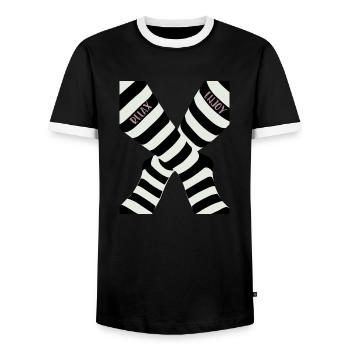 relax and enjoy - T-shirt contrasté Homme - noir/blanc - Devant - AI Model Female 172 light (172cm) & AI Model Male 178 light (178cm)