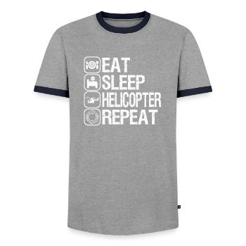 helicopter - Men's Ringer Shirt - grey/navy  - Front - AI Model Female 172 light (172cm) & AI Model Male 178 light (178cm)