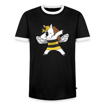 Bee Unicorn unicorn bee Beekeeper dabbing dab - Men's Ringer Shirt - black/white - Front - AI Model Female 172 light (172cm) & AI Model Male 178 light (178cm)