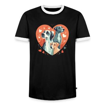 Liebe zu Hunden - Männer Kontrast-T-Shirt - Schwarz/Weiß - Vorne - AI Model Female 172 light (172cm) & AI Model Male 178 light (178cm)