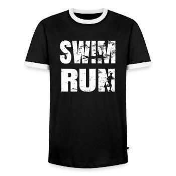 SwimRun Natation Jogging Sports d’Endurance Idée - T-shirt contrasté Homme - noir/blanc - Devant - AI Model Female 172 light (172cm) & AI Model Male 178 light (178cm)
