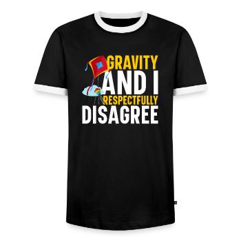 Kite Flying Supplies Kites for Adults Kiteflying - Men's Ringer Shirt - black/white - Front - AI Model Female 172 light (172cm) & AI Model Male 178 light (178cm)