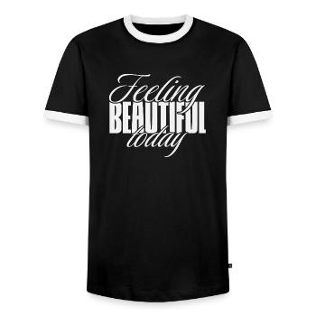 Feeling beautiful today - Männer Kontrast-T-Shirt - Schwarz/Weiß - Vorne - AI Model Female 172 light (172cm) & AI Model Male 178 light (178cm)
