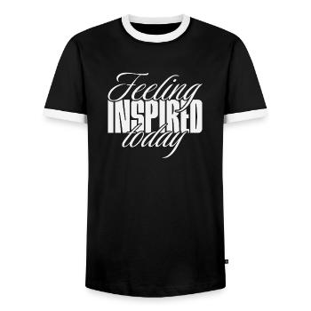 Feeling inspired today - Men's Ringer Shirt - black/white - Front - AI Model Female 172 light (172cm) & AI Model Male 178 light (178cm)
