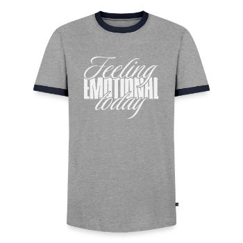 Feeling emotional today - Men's Ringer Shirt - grey/navy  - Front - AI Model Female 172 light (172cm) & AI Model Male 178 light (178cm)
