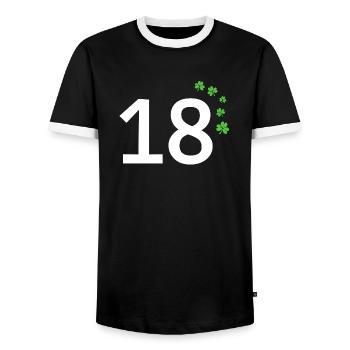 18 - Männer Kontrast-T-Shirt - Schwarz/Weiß - Vorne - AI Model Female 172 light (172cm) & AI Model Male 178 light (178cm)