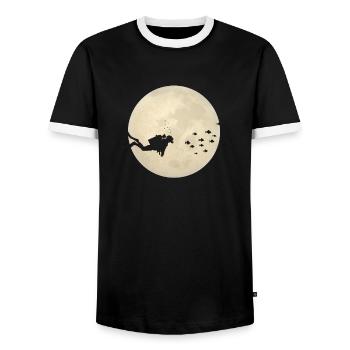 Space diver - Men's Ringer Shirt - black/white - Front - AI Model Female 172 light (172cm) & AI Model Male 178 light (178cm)