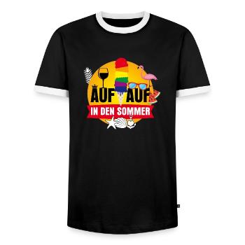 Auf Auf in den Sommer - Männer Kontrast-T-Shirt - Schwarz/Weiß - Vorne - AI Model Female 172 light (172cm) & AI Model Male 178 light (178cm)