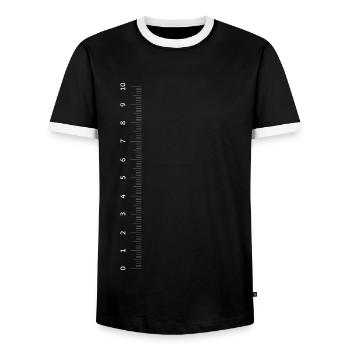 Maßstab / Scale - Männer Kontrast-T-Shirt - Schwarz/Weiß - Vorne - AI Model Female 172 light (172cm) & AI Model Male 178 light (178cm)