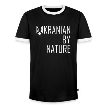 Von Natur aus Ukrainer - Männer Kontrast-T-Shirt - Schwarz/Weiß - Vorne - AI Model Female 172 light (172cm) & AI Model Male 178 light (178cm)