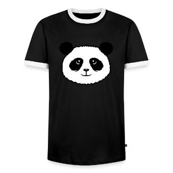 Panda Bear Face Mignon Kawaii Sourire Mignon - T-shirt contrasté Homme - noir/blanc - Devant - AI Model Female 172 light (172cm) & AI Model Male 178 light (178cm)