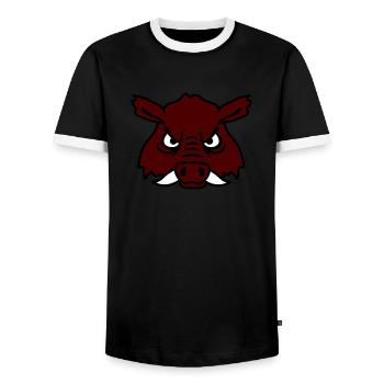 Méchant Sanglier Sanglier Dangereux Cochon Comique - T-shirt contrasté Homme - noir/blanc - Devant - AI Model Female 172 light (172cm) & AI Model Male 178 light (178cm)