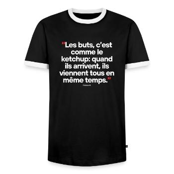 Citation célèbre footballeur - T-shirt contrasté Homme - noir/blanc - Devant - AI Model Female 172 light (172cm) & AI Model Male 178 light (178cm)