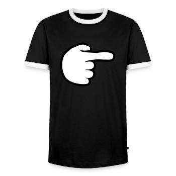 main caricature pointant l'index loin à droite l - T-shirt contrasté Homme - noir/blanc - Devant - AI Model Female 172 light (172cm) & AI Model Male 178 light (178cm)
