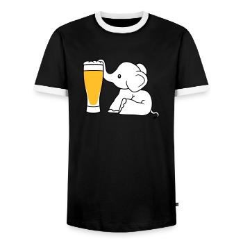 elephant beer suck alcohol drink thirst drunk - Men's Ringer Shirt - black/white - Front - AI Model Female 172 light (172cm) & AI Model Male 178 light (178cm)