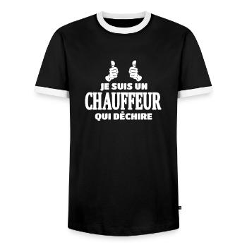 Chauffeur - T-shirt contrasté Homme - noir/blanc - Devant - AI Model Female 172 light (172cm) & AI Model Male 178 light (178cm)