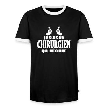 Chirurgien - T-shirt contrasté Homme - noir/blanc - Devant - AI Model Female 172 light (172cm) & AI Model Male 178 light (178cm)