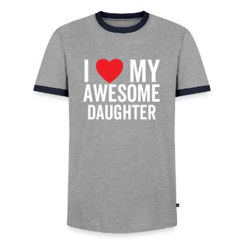 J’aime ma fille géniale - T-shirt contrasté Homme - gris/marine  - Devant - AI Model Female 172 light (172cm) & AI Model Male 178 light (178cm)