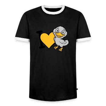 I Love Entenküken Comic - Männer Kontrast-T-Shirt - Schwarz/Weiß - Vorne - AI Model Female 172 light (172cm) & AI Model Male 178 light (178cm)
