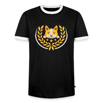 Lorbeerkranz süßer Hund Design - Männer Kontrast-T-Shirt - Schwarz/Weiß - Vorne - AI Model Female 172 light (172cm) & AI Model Male 178 light (178cm)