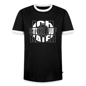 geschenk geek großkatze streunerkatze spaß witzig - Männer Kontrast-T-Shirt - Schwarz/Weiß - Vorne - AI Model Female 172 light (172cm) & AI Model Male 178 light (178cm)