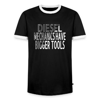 baseballtshirt funny diesel mechanic - Männer Kontrast-T-Shirt - Schwarz/Weiß - Vorne - AI Model Female 172 light (172cm) & AI Model Male 178 light (178cm)